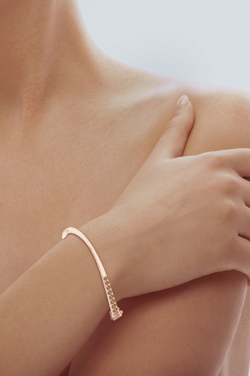 Natori Buy Shangri-La Brushstroke 14K Gold and Coffee Diamond Half Bracelet in 14K Rose Gold Online