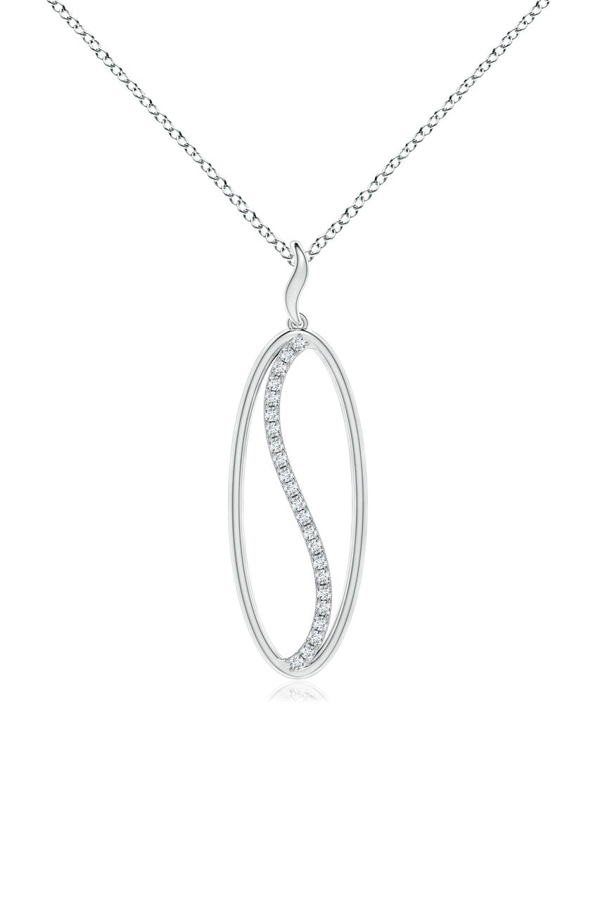 Natori Buy Shangri-La Elliptical Yin-Yang 14K Gold and Diamond Pendant Necklace in 14K White Gold Online