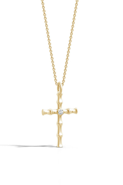 Natori Buy Indochine Spirit 14k Bamboo Cross Diamond Pendant Necklace in 14K Yellow Gold Online