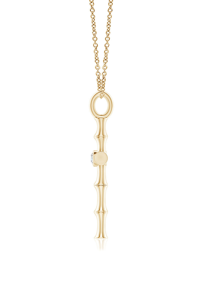 Natori Buy Indochine Spirit 14k Bamboo Cross Diamond Pendant Necklace in 14K Yellow Gold Online