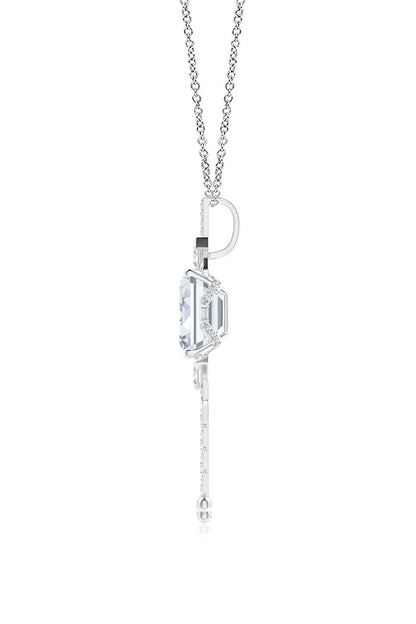 Natori Buy Orient Express Lab-Grown 14K Gold Emerald Cut & Baguette Diamond Tassel Drop Pendant Necklace in 14K White Gold Online