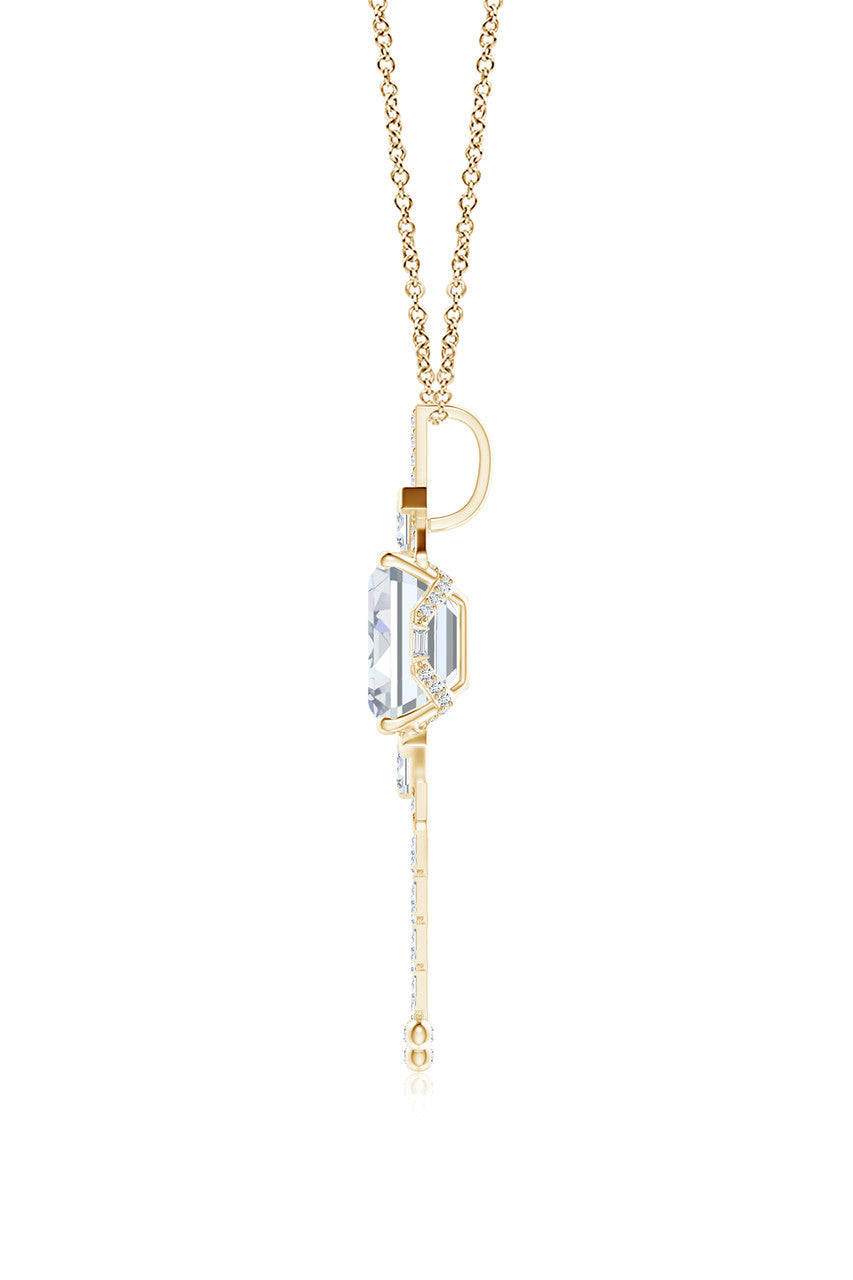 Natori Buy Orient Express Lab-Grown 14K Gold Emerald Cut & Baguette Diamond Tassel Drop Pendant Necklace in 14K Yellow Gold Online