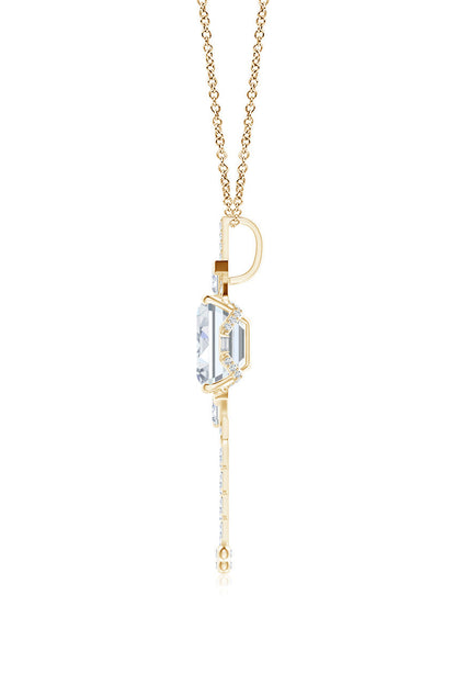 Natori Buy Orient Express Lab-Grown 14K Gold Emerald Cut & Baguette Diamond Tassel Drop Pendant Necklace in 14K Yellow Gold Online