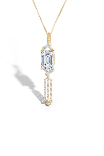Natori Buy Orient Express Lab-Grown 14K Gold Emerald Cut & Baguette Diamond Tassel Drop Pendant Necklace in 14K Yellow Gold Online