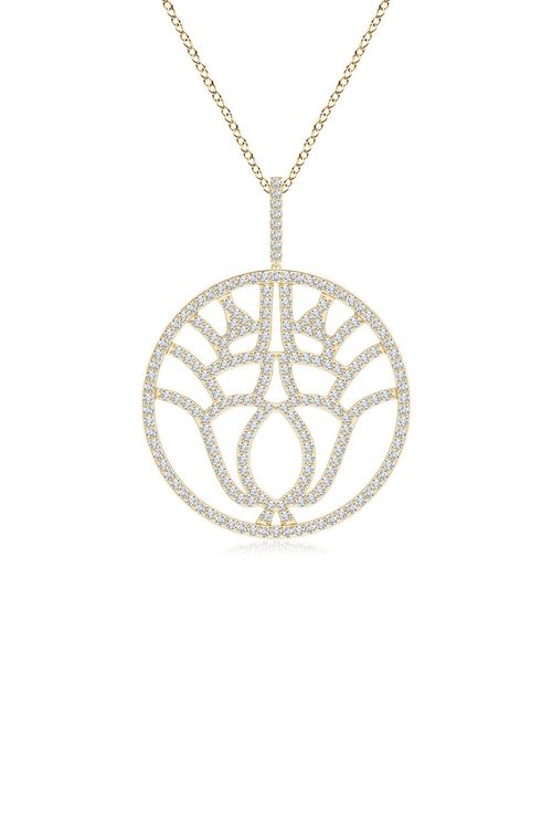 Natori Buy Kamon 14k Open Diamond Pendant Necklace in 14K Yellow Gold Online