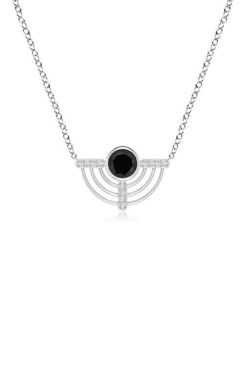 Natori Buy Infinity Half Concentric Circle 14K Gold and Black Onyx Pendant Necklace in 14K White Gold Online
