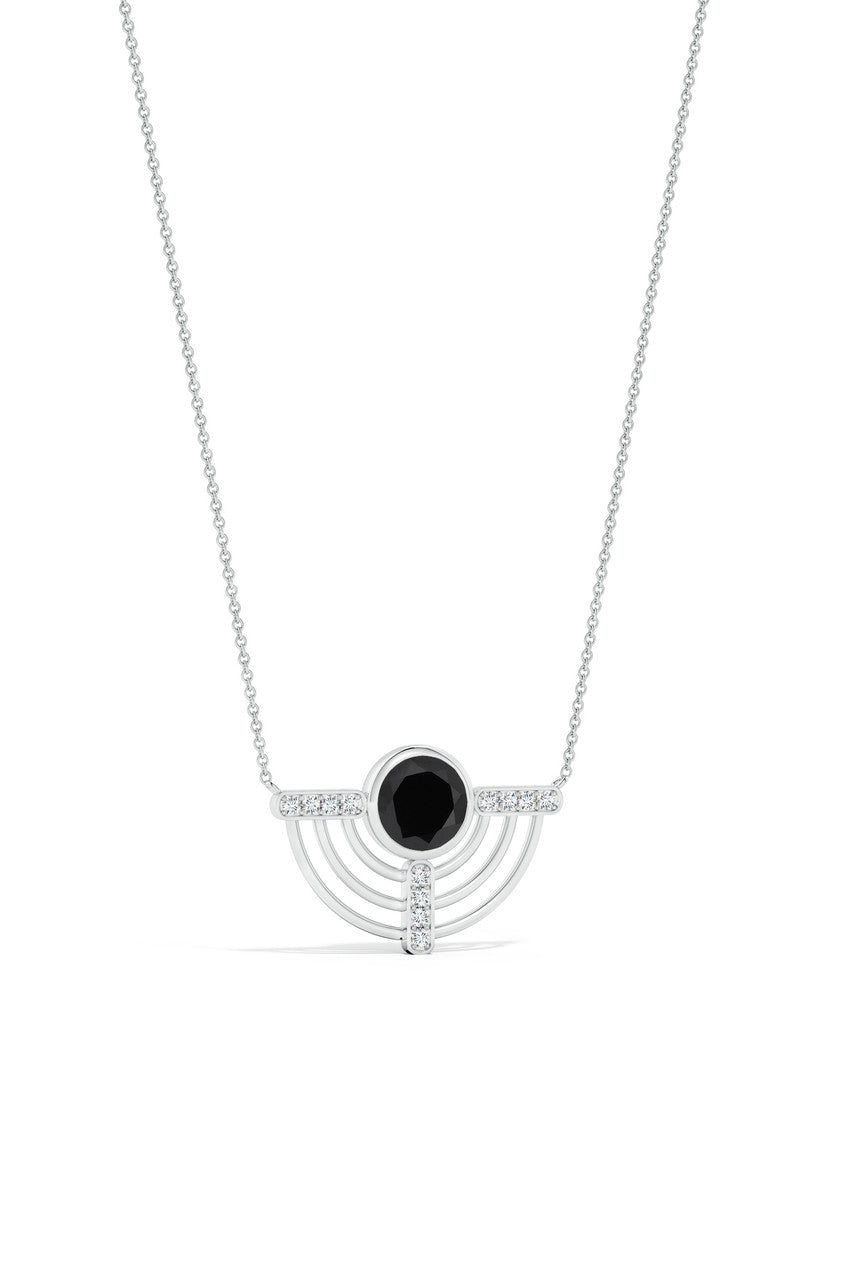 Natori Buy Infinity Half Concentric Circle 14K Gold and Black Onyx Pendant Necklace in 14K White Gold Online