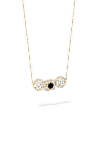 Natori Buy Infinity 14K Gold with Black & White Diamond Three Stone Halo Necklace in 14K Yellow Gold Online