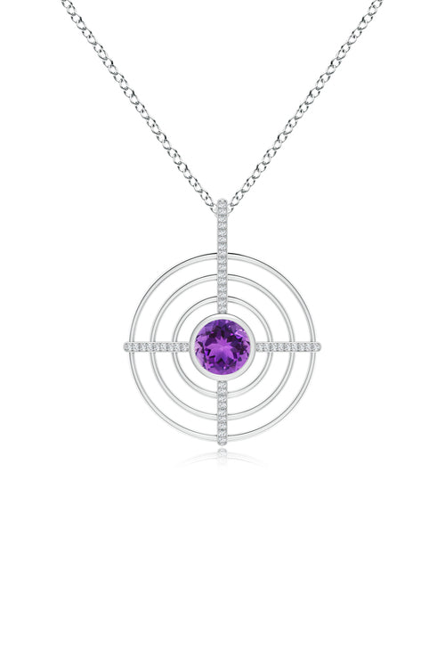 Natori Buy Infinity Concentric Circle 14K Gold and Amethyst Pendant Necklace in 14K White Gold Online