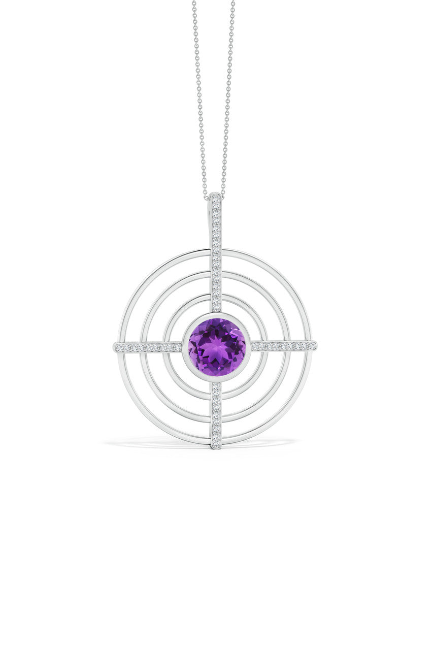 Natori Buy Infinity Concentric Circle 14K Gold and Amethyst Pendant Necklace in 14K White Gold Online