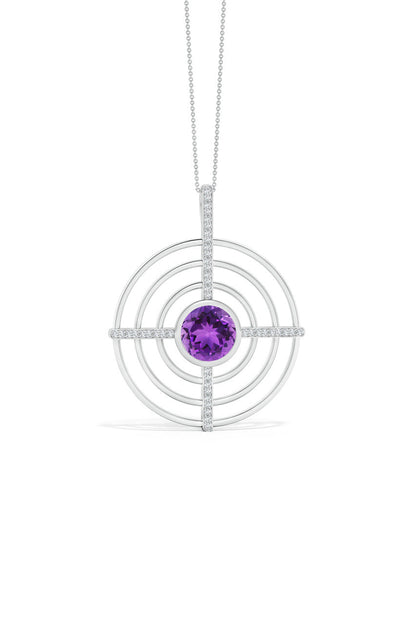 Natori Buy Infinity Concentric Circle 14K Gold and Amethyst Pendant Necklace in 14K White Gold Online