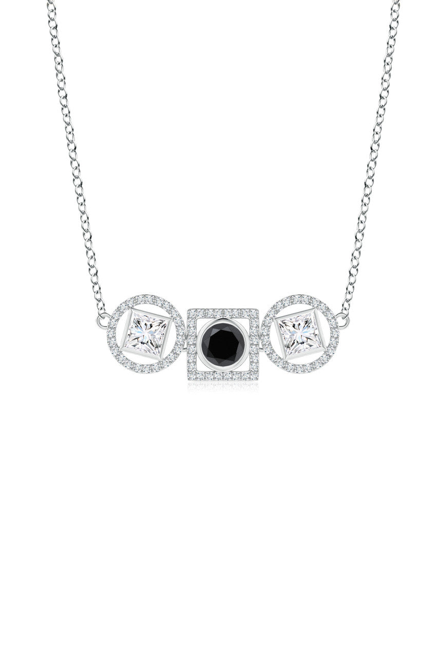 Natori Buy Infinity 14K Gold with Black & White Diamond Three Stone Halo Necklace in 14K White Gold Online