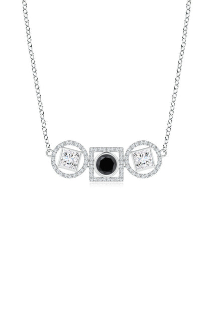 Natori Buy Infinity 14K Gold with Black & White Diamond Three Stone Halo Necklace in 14K White Gold Online