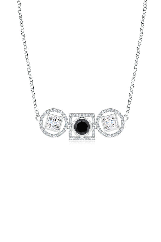 Natori Buy Infinity 14K Gold with Black & White Diamond Three Stone Halo Necklace in 14K White Gold Online