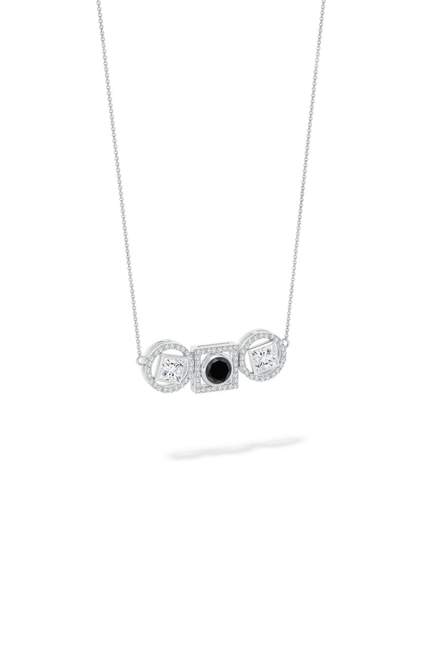 Natori Buy Infinity 14K Gold with Black & White Diamond Three Stone Halo Necklace in 14K White Gold Online