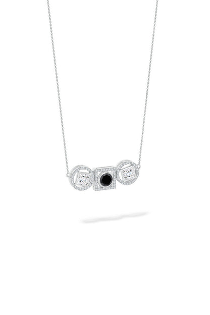 Natori Buy Infinity 14K Gold with Black & White Diamond Three Stone Halo Necklace in 14K White Gold Online