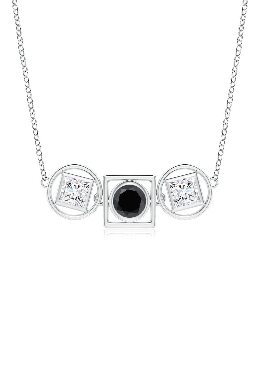 Natori Buy Infinity 14K Gold with Black & White Diamond Three Stone Necklace in 14K White Gold Online