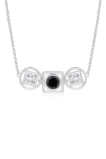 Natori Buy Infinity 14K Gold with Black & White Diamond Three Stone Necklace in 14K White Gold Online