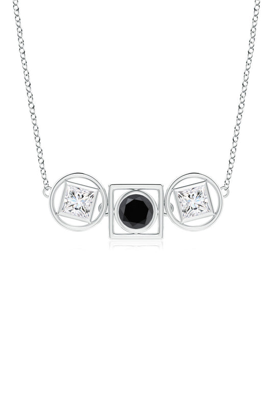 Natori Buy Infinity 14K Gold with Black & White Diamond Three Stone Necklace in 14K White Gold Online