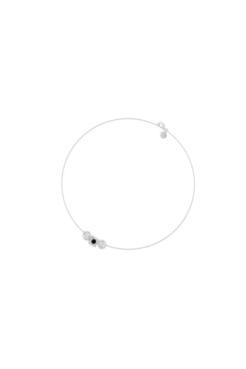 Natori Buy Infinity 14K Gold with Black & White Diamond Three Stone Necklace in 14K White Gold Online