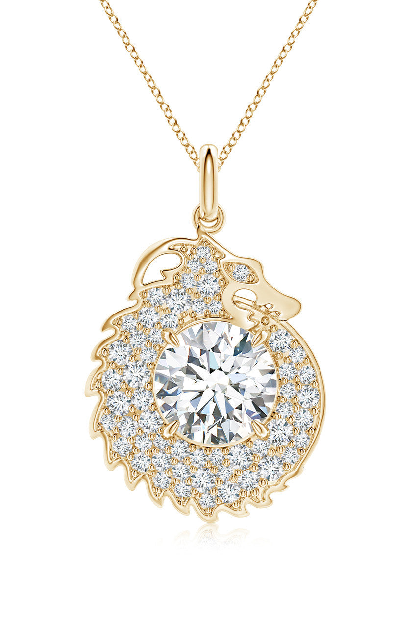 Natori Buy Dragon Lab-Grown 14K Gold Round Diamond Pendant Necklace in 14K Yellow Gold Online