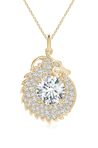 Natori Buy Dragon Lab-Grown 14K Gold Round Diamond Pendant Necklace in 14K Yellow Gold Online