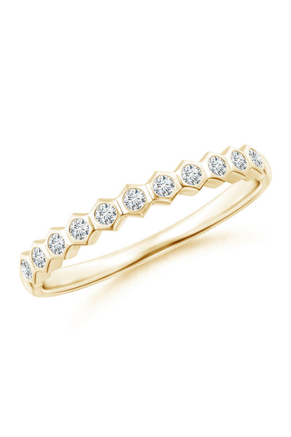 Natori Buy Indochine 14k Hexagon 11-Diamond Stacking Ring in 14K Yellow Gold Online
