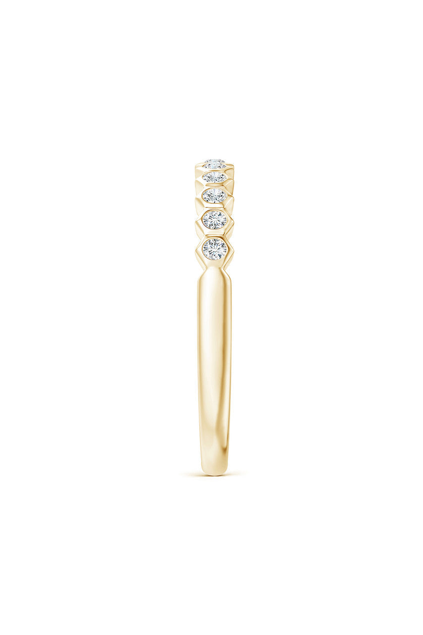 Natori Buy Indochine 14k Hexagon 11-Diamond Stacking Ring in 14K Yellow Gold Online