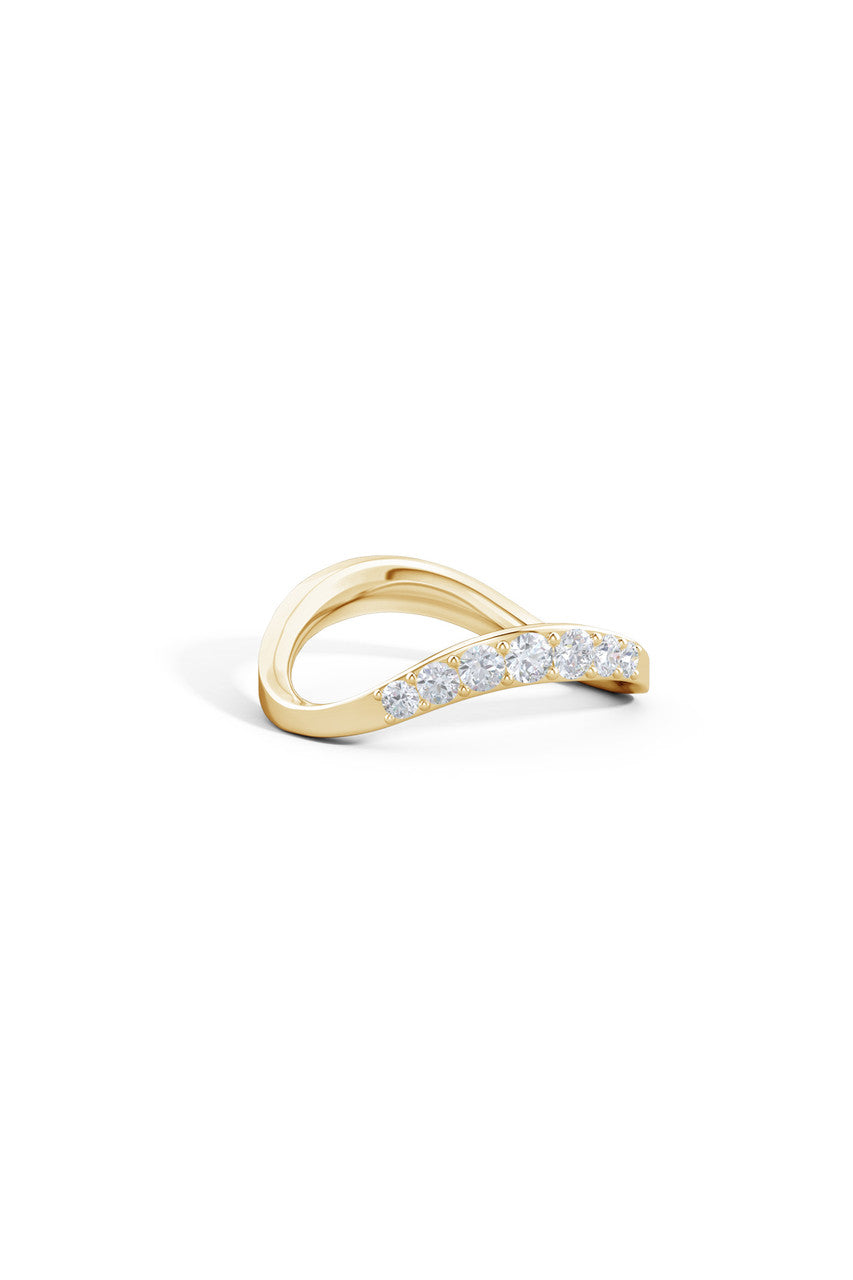 Natori Buy Shangri-La Brushstroke 14K Gold and Diamond Half Eternity Stacking Ring in 14K Yellow Gold Online