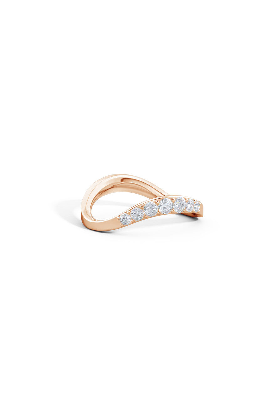 Natori Buy Shangri-La Brushstroke 14K Gold and Diamond Half Eternity Stacking Ring in 14K Rose Gold Online