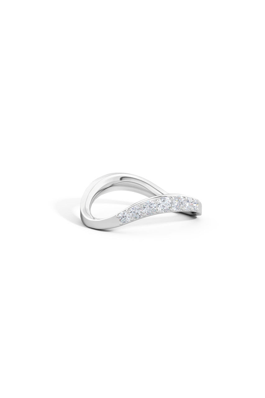 Natori Buy Shangri-La Brushstroke 14K Gold and Diamond Half Eternity Stacking Ring in 14K White Gold Online