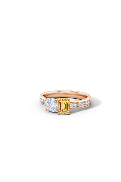 Natori Buy Orient Express Lab-Grown 14K Gold with White & Yellow Diamond Two Stone Ring in 14K Rose Gold Online