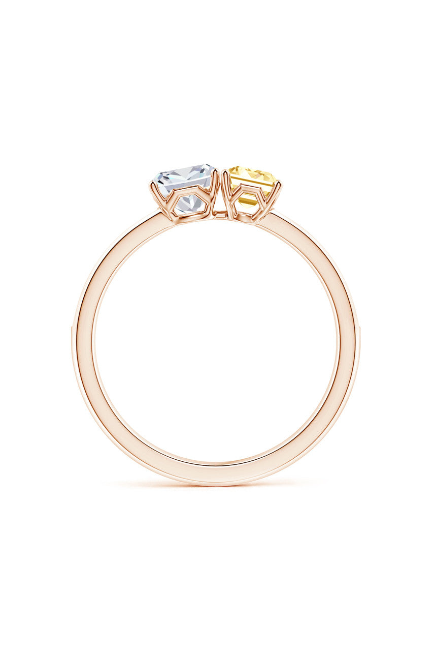 Natori Buy Orient Express Lab-Grown 14K Gold with White & Yellow Diamond Two Stone Ring in 14K Rose Gold Online