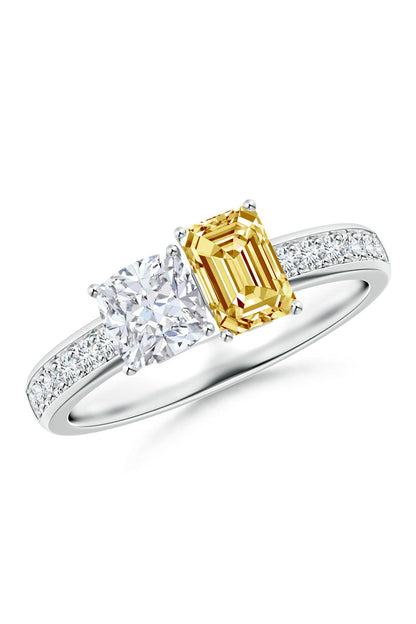 Natori Buy Orient Express Lab-Grown 14K Gold with White & Yellow Diamond Two Stone Ring in 14K White Gold Online