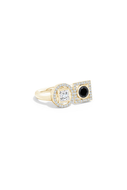 Natori Buy Infinity 14K Gold with Black & White Diamond Two Stone Statement Ring in 14K Yellow Gold Online