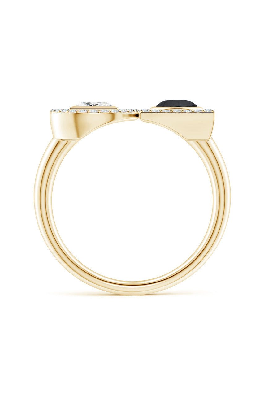 Natori Buy Infinity 14K Gold with Black & White Diamond Two Stone Statement Ring in 14K Yellow Gold Online