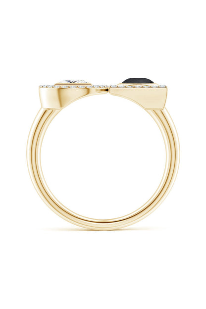 Natori Buy Infinity 14K Gold with Black & White Diamond Two Stone Statement Ring in 14K Yellow Gold Online