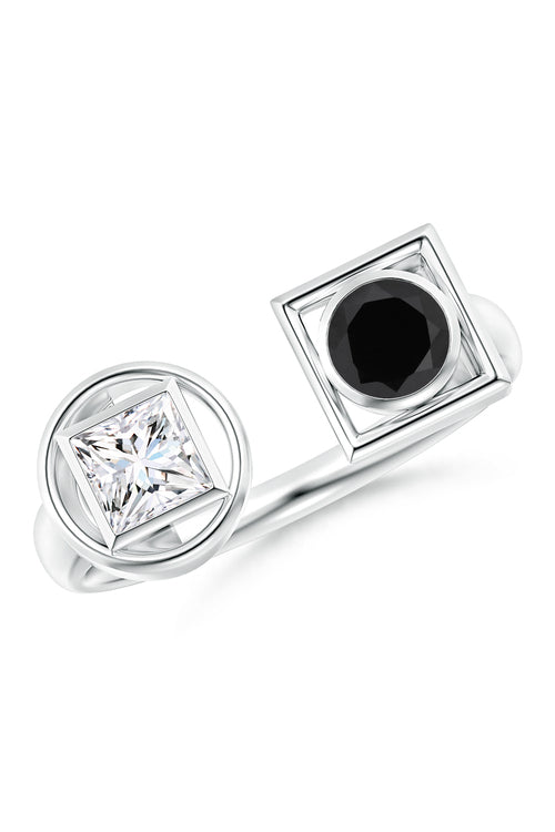 Natori Buy Infinity 14K Gold with Black & White Diamond Two Stone Open Ring in 14K White Gold Online