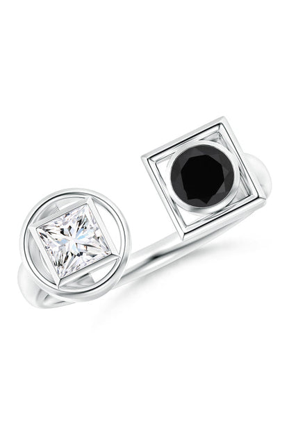 Natori Buy Infinity 14K Gold with Black & White Diamond Two Stone Open Ring in 14K White Gold Online