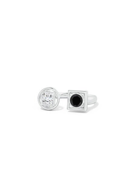 Natori Buy Infinity 14K Gold with Black & White Diamond Two Stone Open Ring in 14K White Gold Online