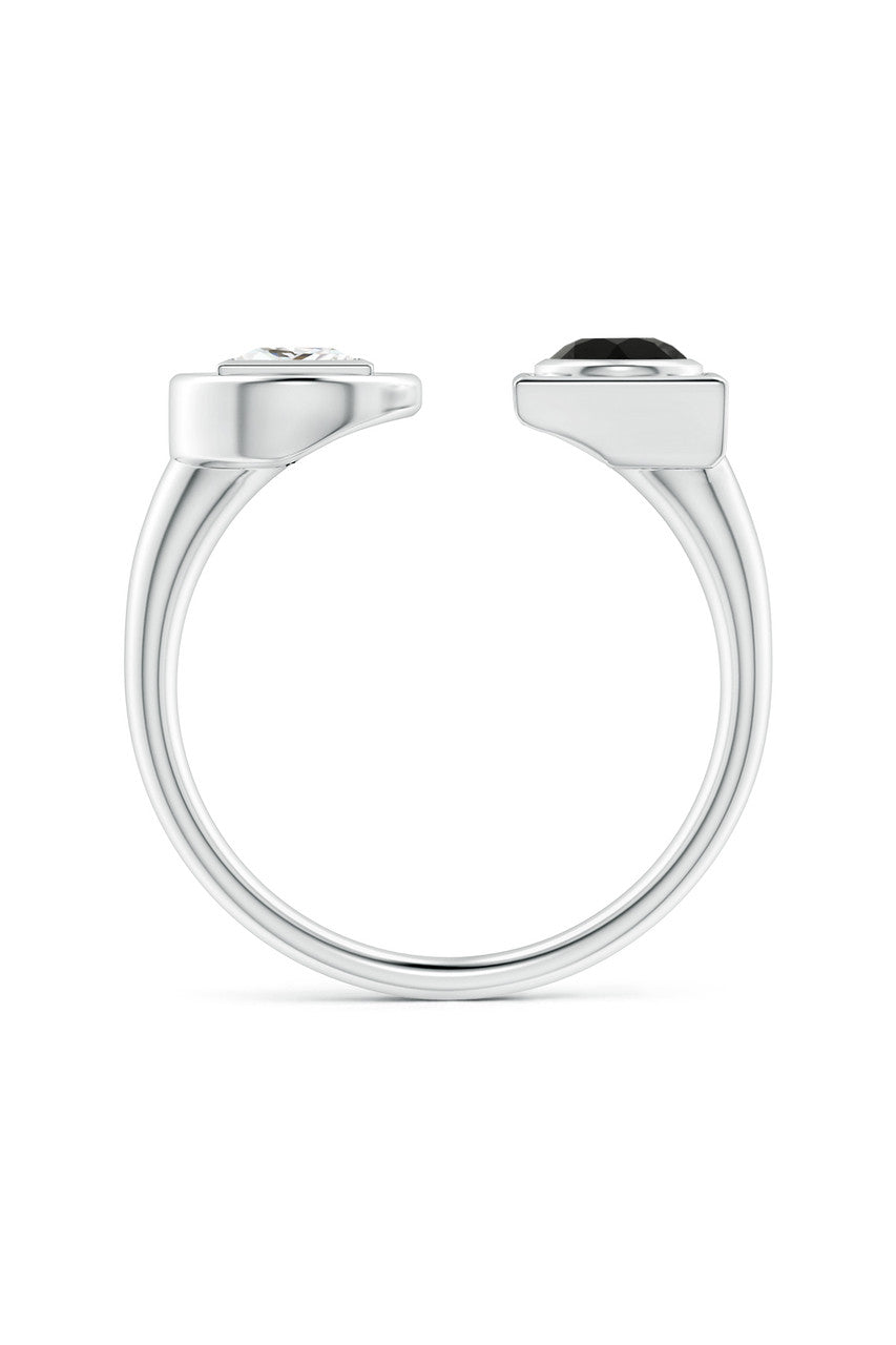 Natori Buy Infinity 14K Gold with Black & White Diamond Two Stone Open Ring in 14K White Gold Online