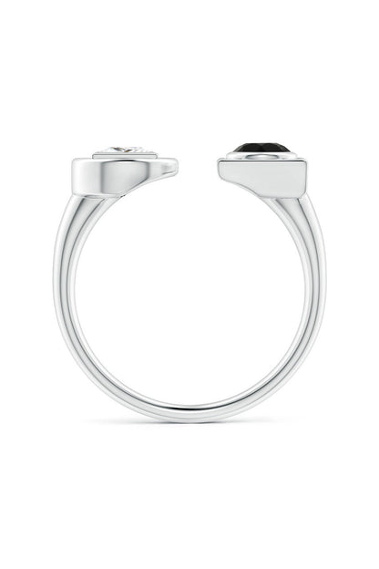 Natori Buy Infinity 14K Gold with Black & White Diamond Two Stone Open Ring in 14K White Gold Online