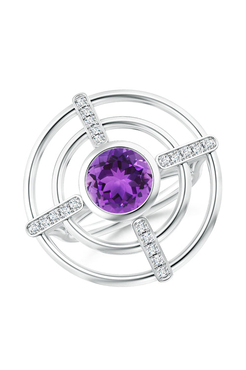 Natori Buy Infinity Concentric Circle 14K Gold and Amethyst Ring in 14K White Gold Online