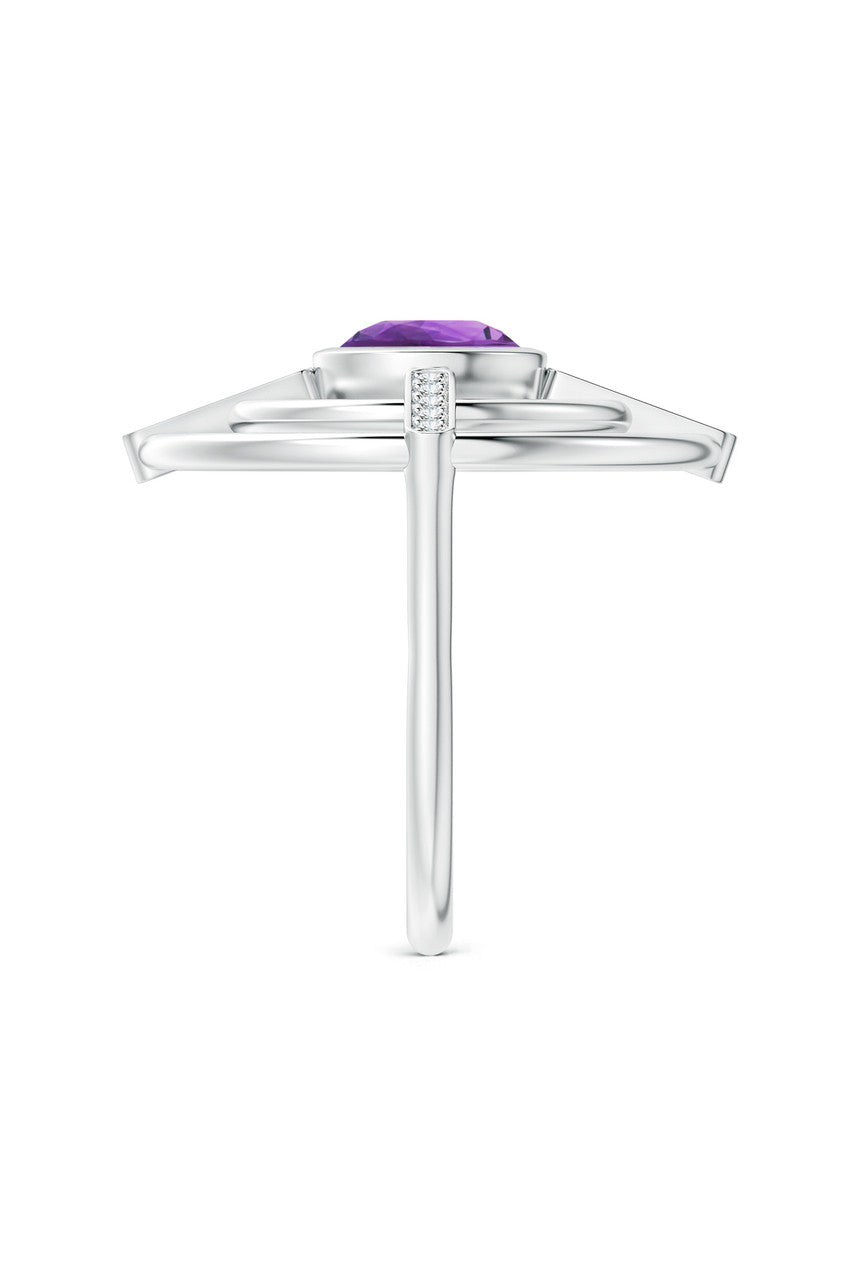 Natori Buy Infinity Concentric Circle 14K Gold and Amethyst Ring in 14K White Gold Online
