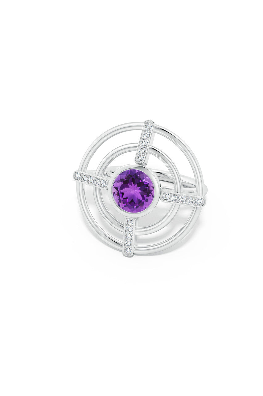 Natori Buy Infinity Concentric Circle 14K Gold and Amethyst Ring in 14K White Gold Online