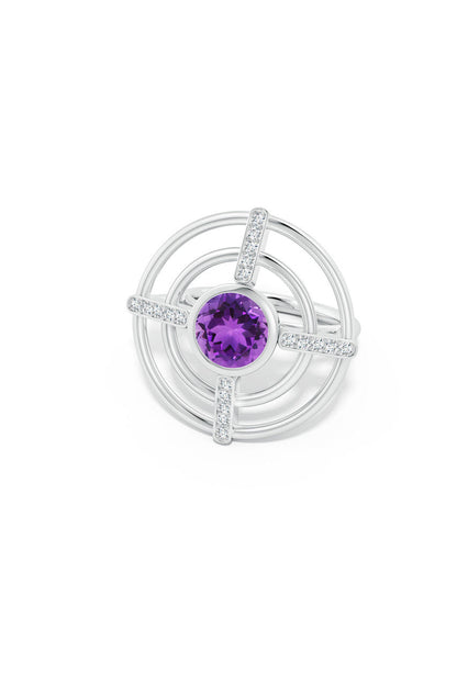 Natori Buy Infinity Concentric Circle 14K Gold and Amethyst Ring in 14K White Gold Online