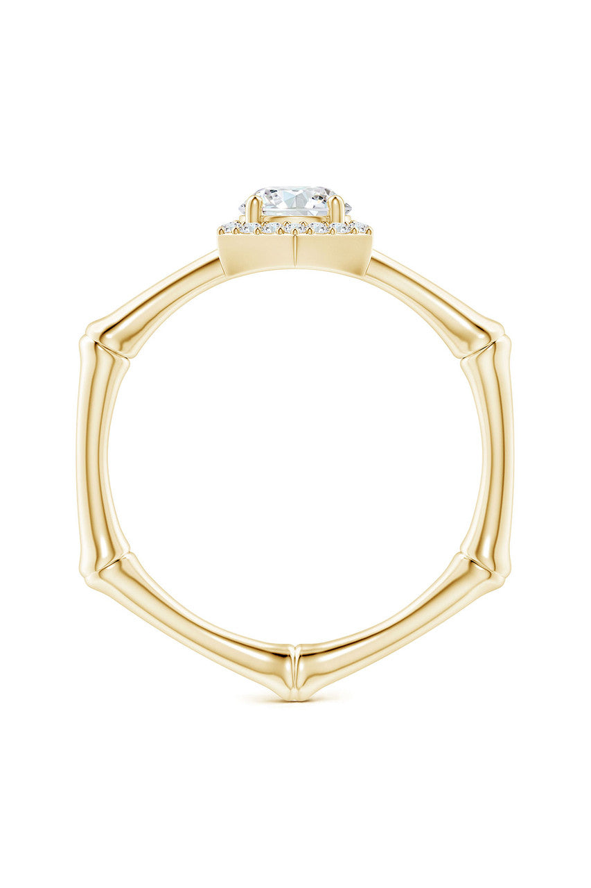Natori Buy Indochine 14k Hexagon Diamond Pave Halo Bamboo Ring in 14K Yellow Gold Online