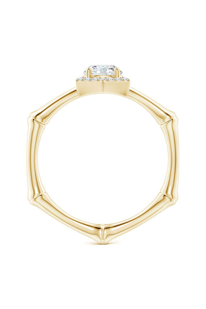 Natori Buy Indochine 14k Hexagon Diamond Pave Halo Bamboo Ring in 14K Yellow Gold Online