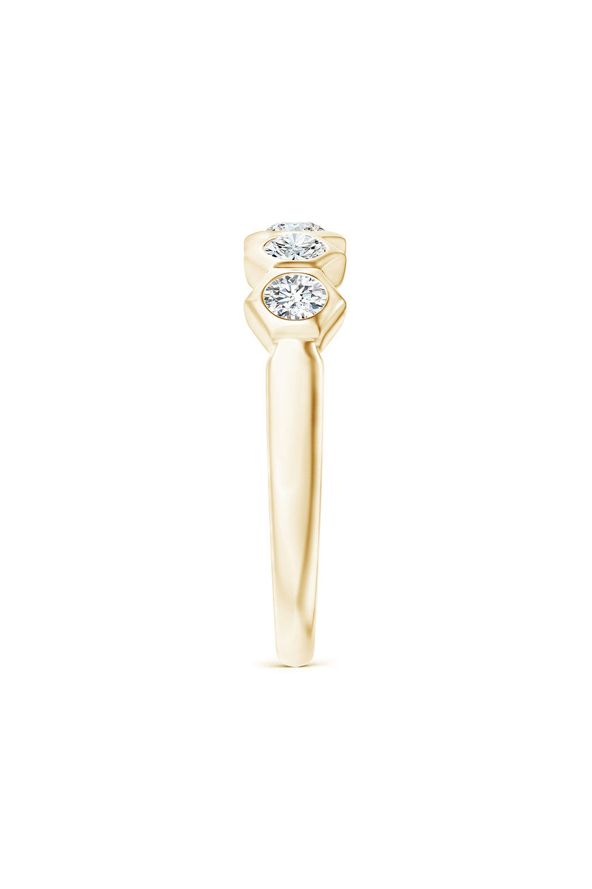 Natori Buy Indochine 14k Hexagon 5-DiamondStacking Ring in 14K Yellow Gold Online