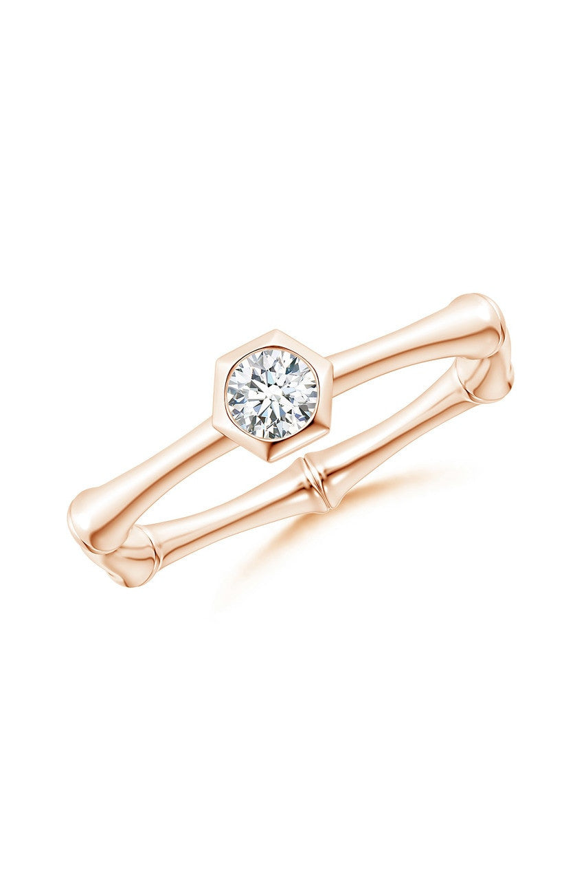 Natori Buy Indochine 14k Hex Frame Diamond Solitaire Bamboo Ring in 14K Rose Gold Online